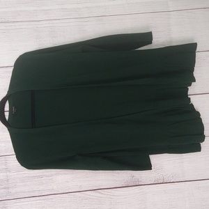 Talbots open knit dark green cardigan with ruffle bottom size large